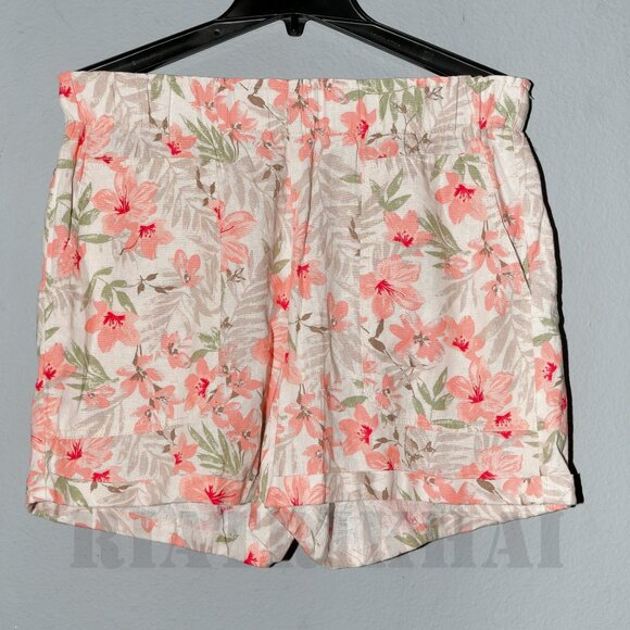 Briggs New York Pants - Pink Floral - Briggs Women's Linen Blend Short  sizeL